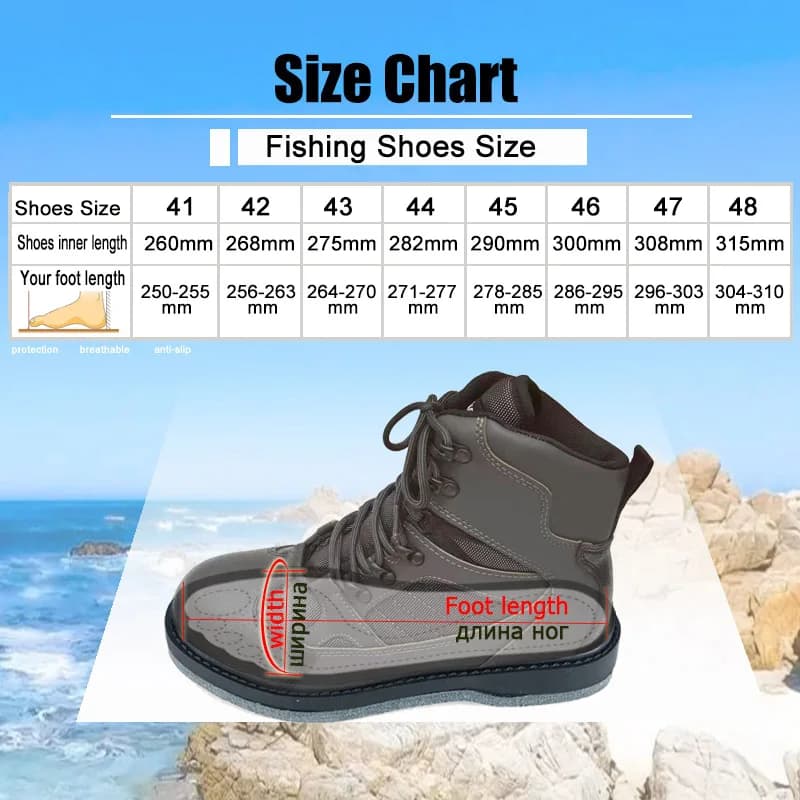 Chaussures de pêche respirantes à séchage rapide avec semelle caoutchouc ou feutre