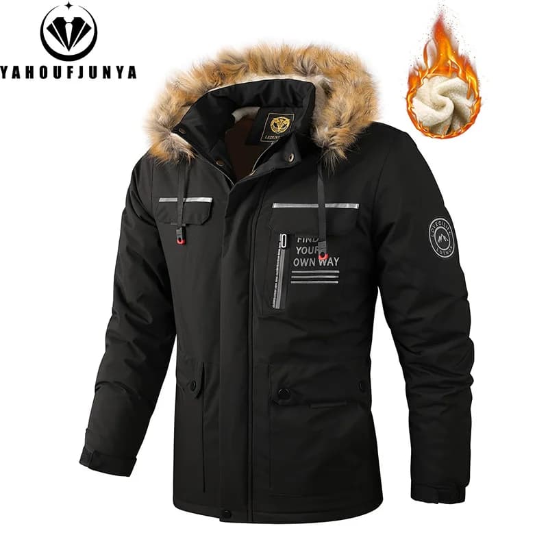Veste randonnée hiver homme polaire chaude capuche amovible extérieur coupe-vent décontractée mode