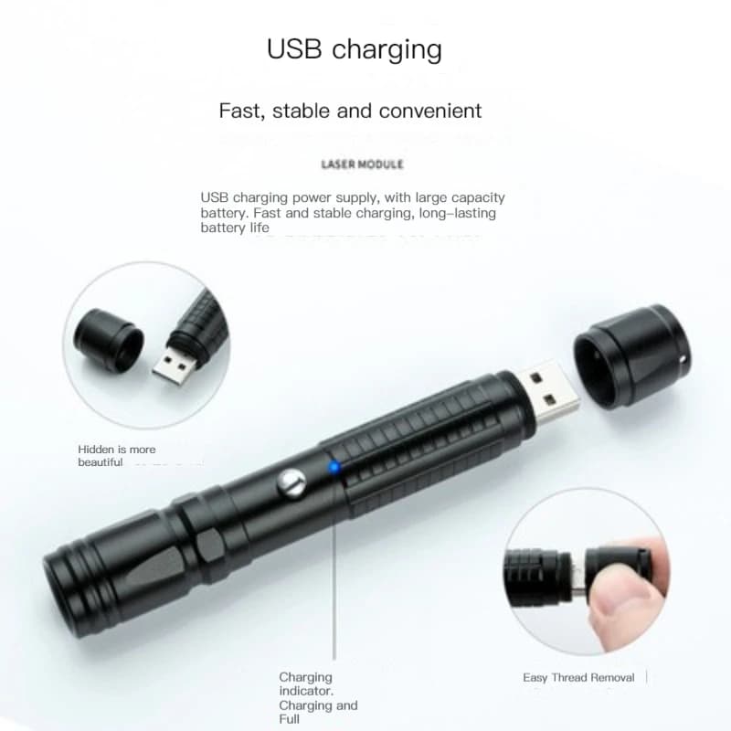 Pointeur laser USB vert pour jeu avec chats - Lumière interactive pour divertir pendant la pêche