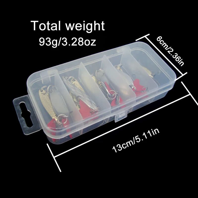 Kit complet 10 leurres cuillère métal or et argent - Set avec boîte de rangement pour pêche tous carnassiers