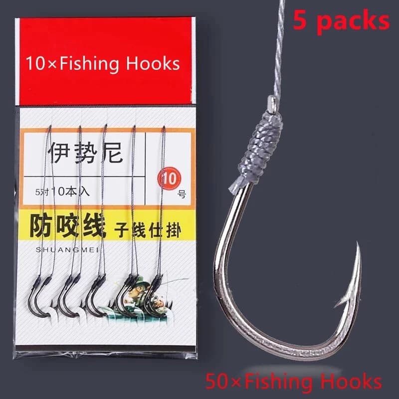 5 hameçons doubles robustes avec sous-ligne pour la pêche, lot de 5 pièces - accessoires montés