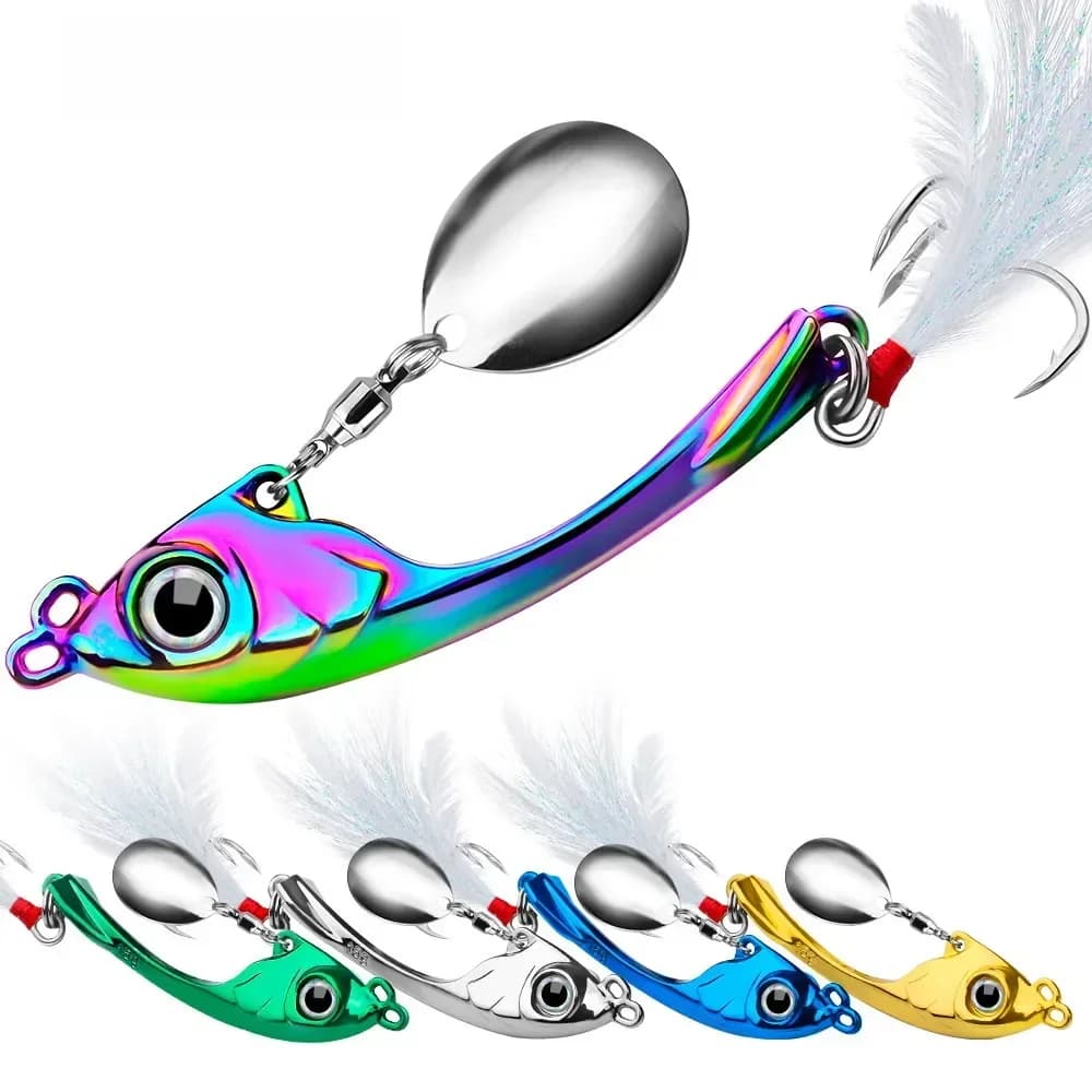 Spinner Bait métallique 7g à 15g avec paillettes pour pêche du brochet et black bass