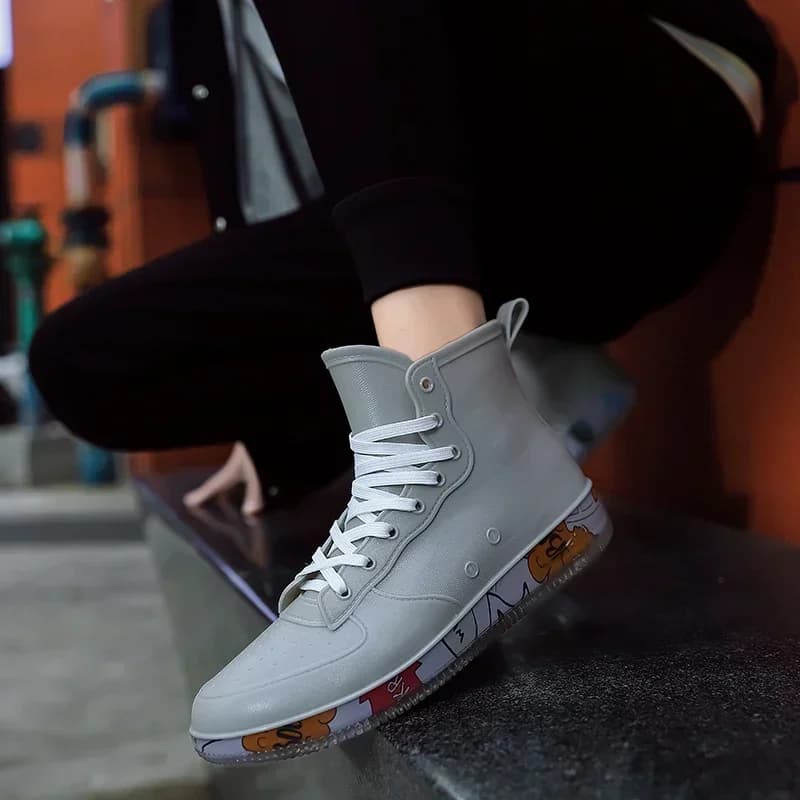 Bottes de pluie homme mode tendance nude anti-dérapant travail chef pêche caoutchouc 2023