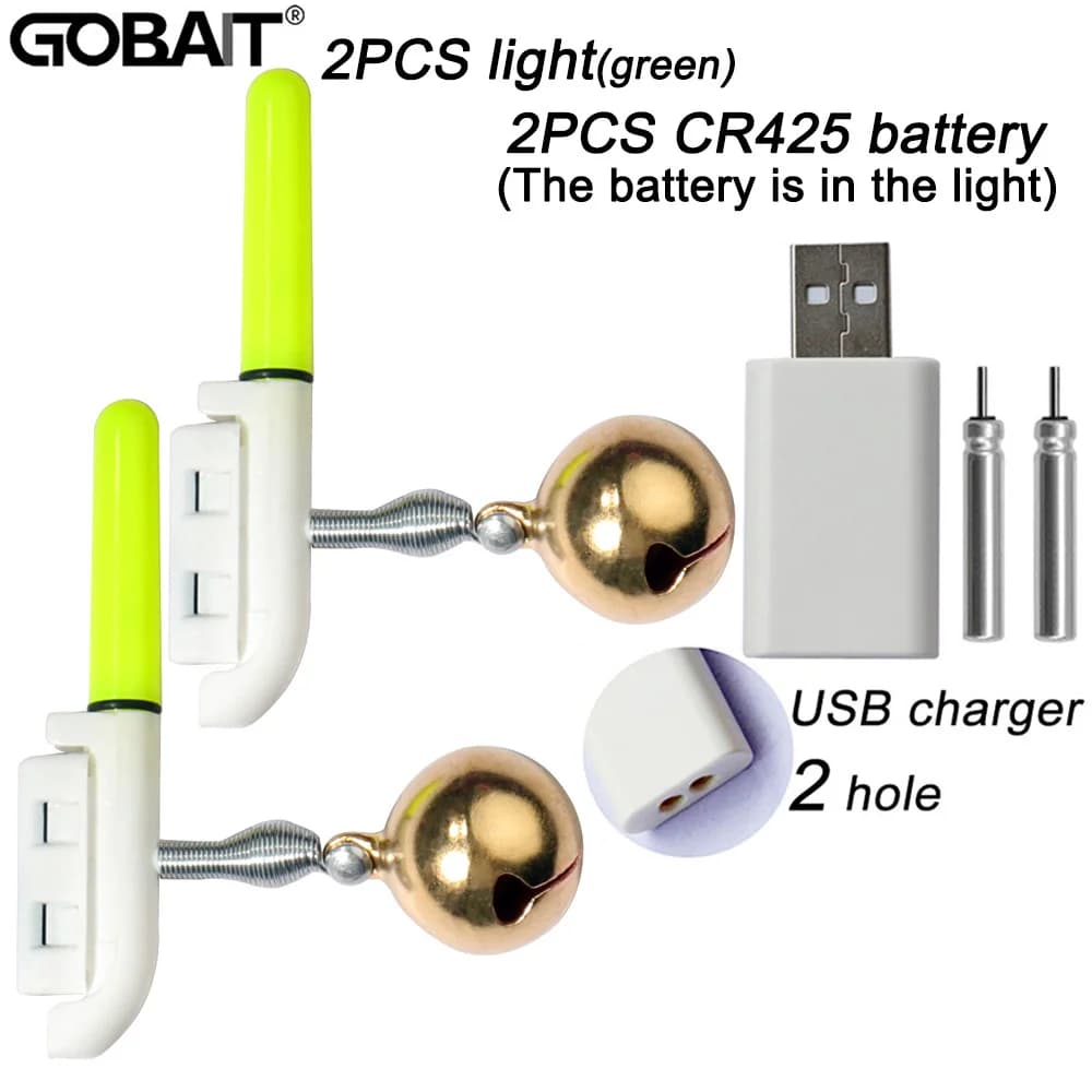 Kit complet alarme lumineuse Fish Bite avec chargeur USB batterie CR425 pour pêche nocturne