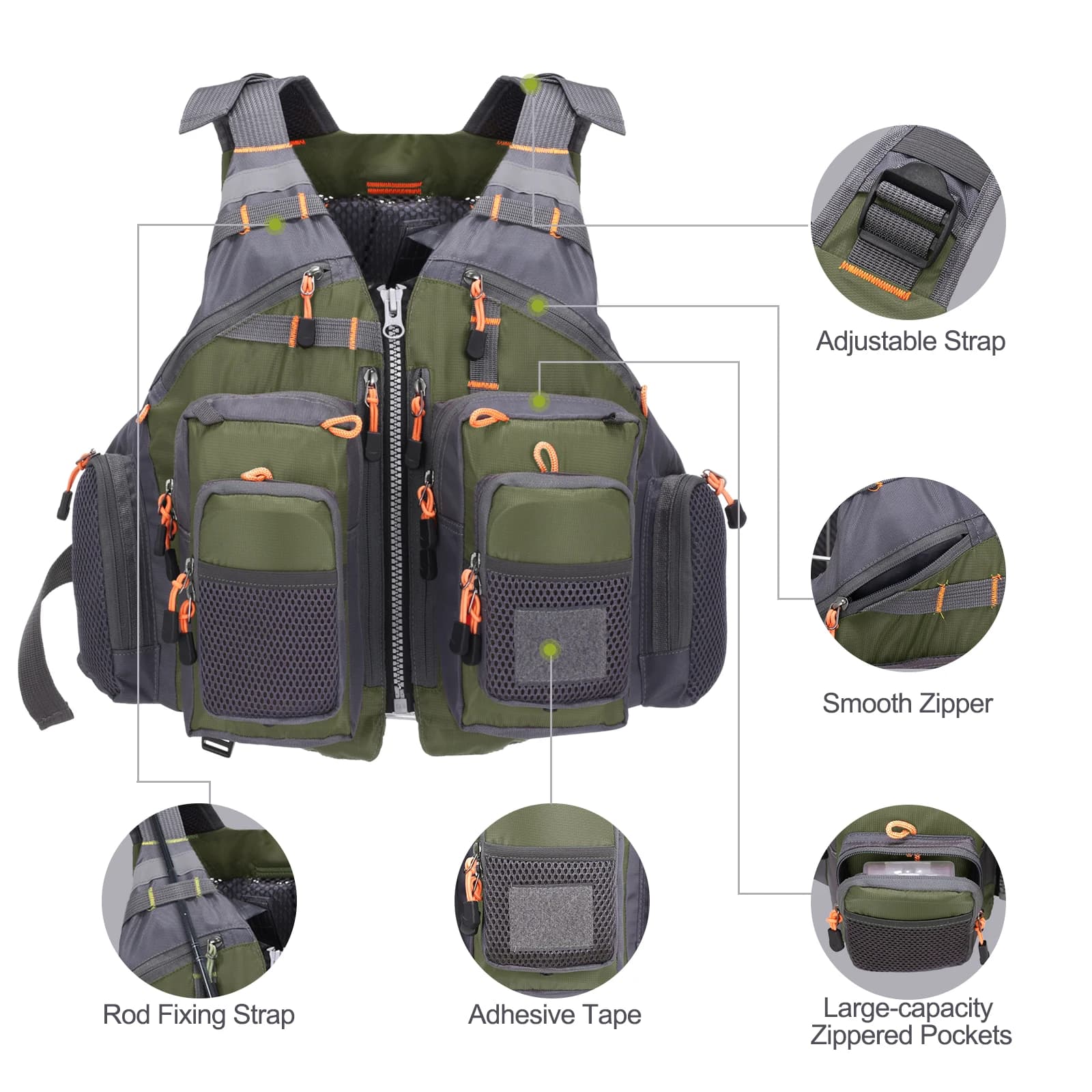 Gilet de sécurité pêche et kayak flottant EPE pour sports nautiques et baignade