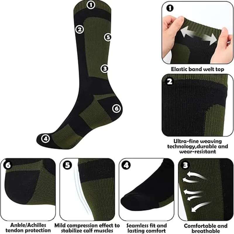 Chaussettes étanches hautes unisexe - Imperméables pour pêche en wading, randonnée et ski