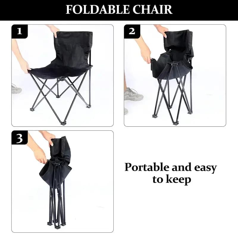 Chaise pliante camping avec poche latérale - Siège pêche plage en toile Oxford portable