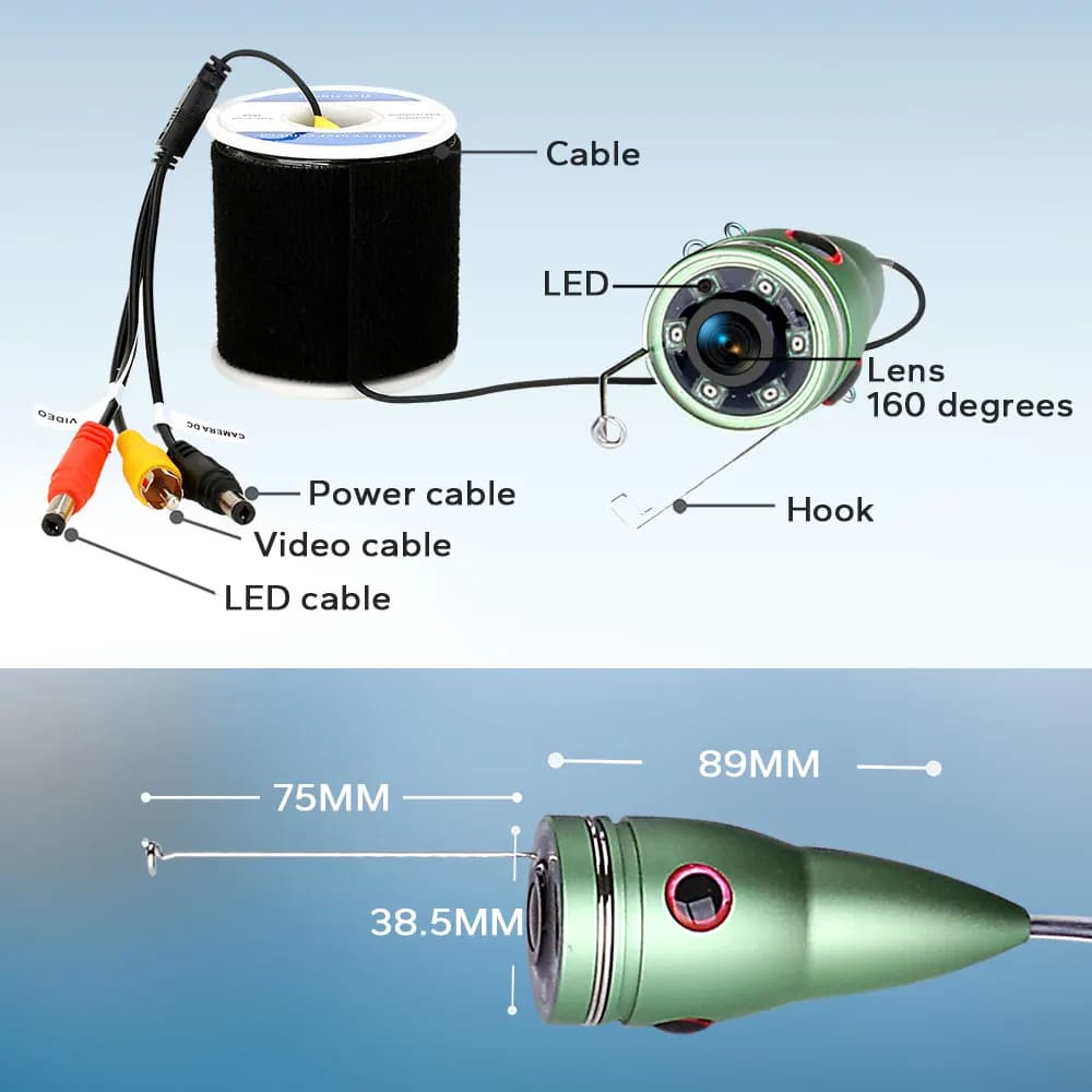 Kit caméra vidéo sous-marine GAMWATER 1000TVL avec écran 7 pouces et LED IR/blanc pour pêche sur glace