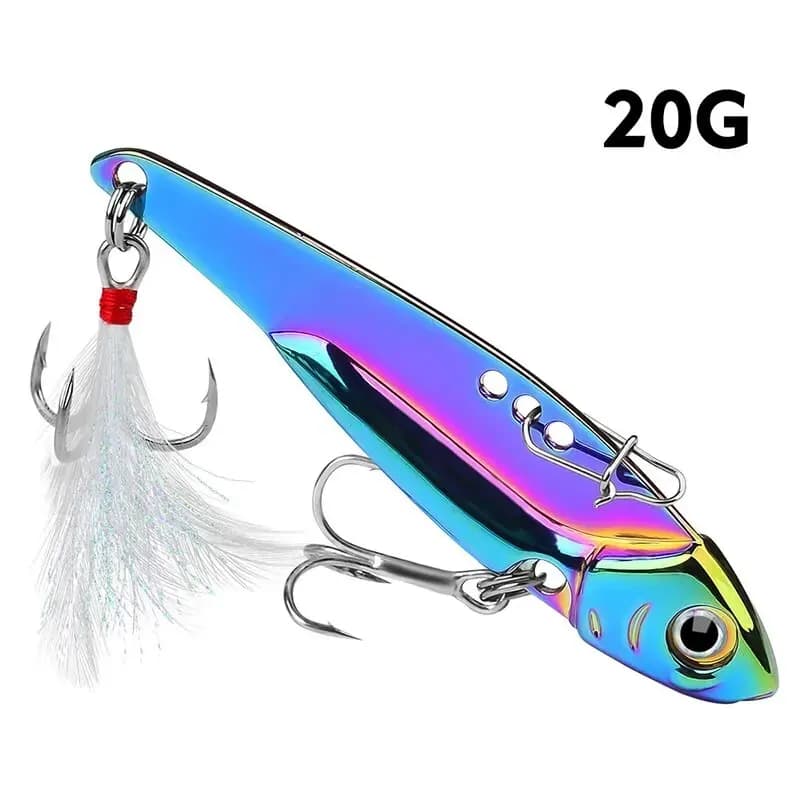 Leurre VIB métallique 20g multicolore - Hameçons triples pour pêche du bar toutes couches d'eau