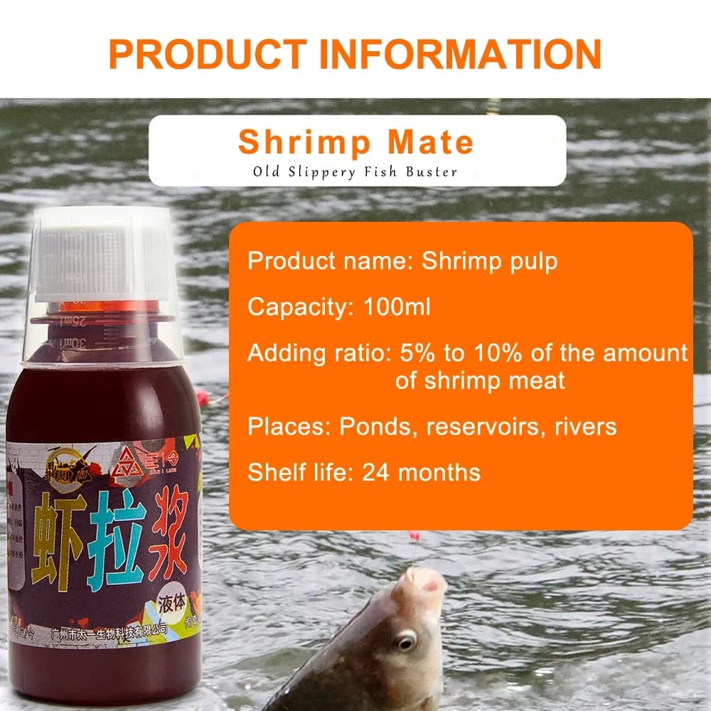 100ml concentré attractant crevettes pour poissons - Additif appât crucian et bar liquide