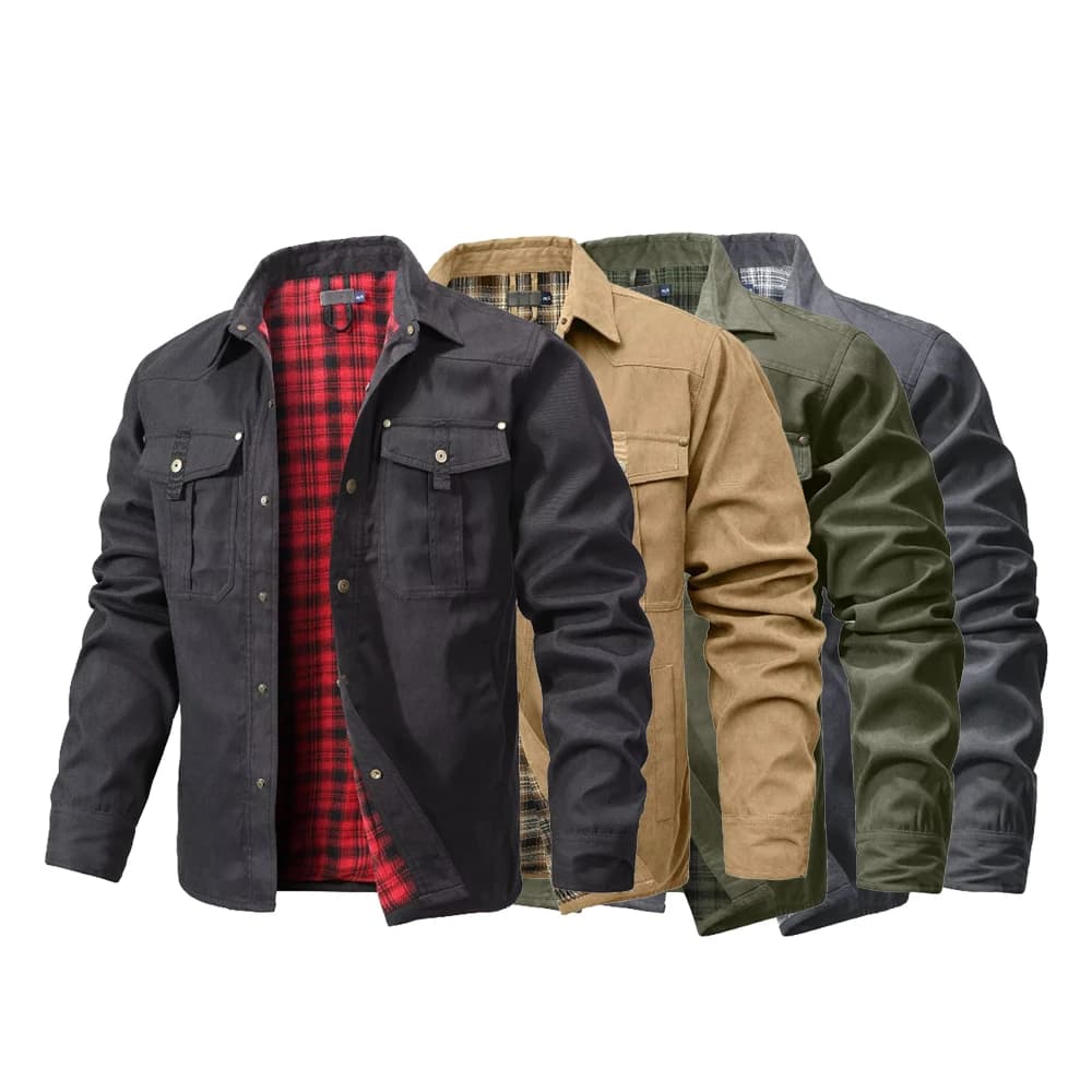 Shacket pêche homme printemps - Veste chemise doublée pour pêche casual western
