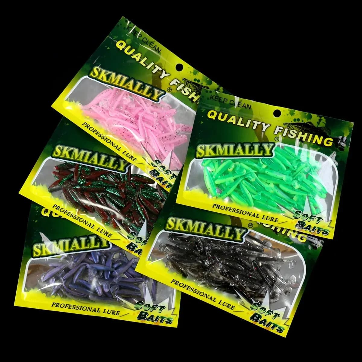 50 mini leurres souples queue en T - Vers silicone pour black bass brochet et pêche fine