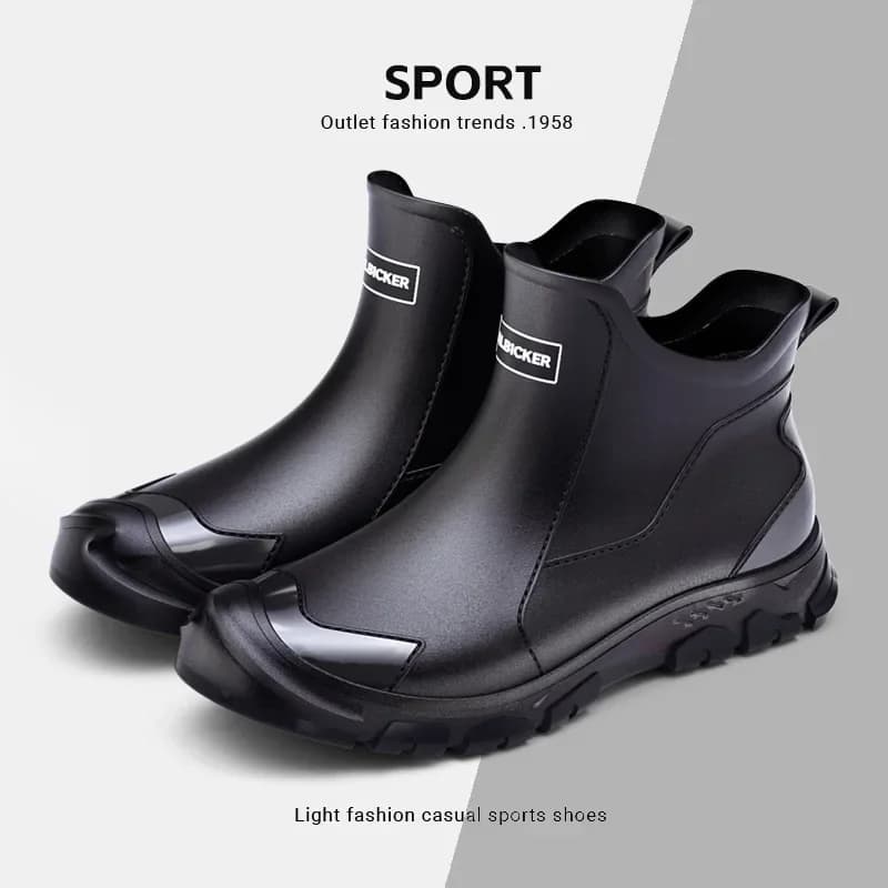 Bottes pluie homme noires courtes tube étanches anti-salissures style coréen pêche urbaine