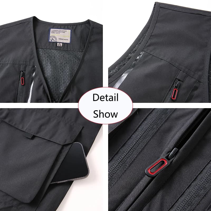 Veste sans manches pêche été homme 2025 respirante multi-poches pour outils extérieur