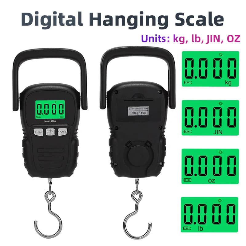 Balance accroche électronique 110lb/50kg portable pêche recharge USB batterie LCD précise
