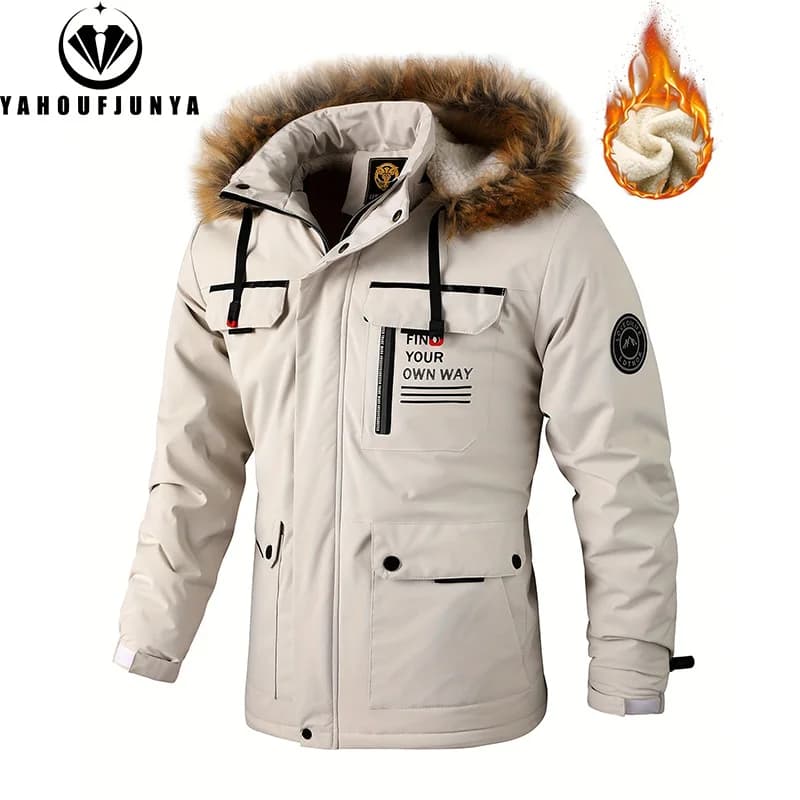 Veste randonnée hiver homme polaire chaude capuche amovible extérieur coupe-vent décontractée mode