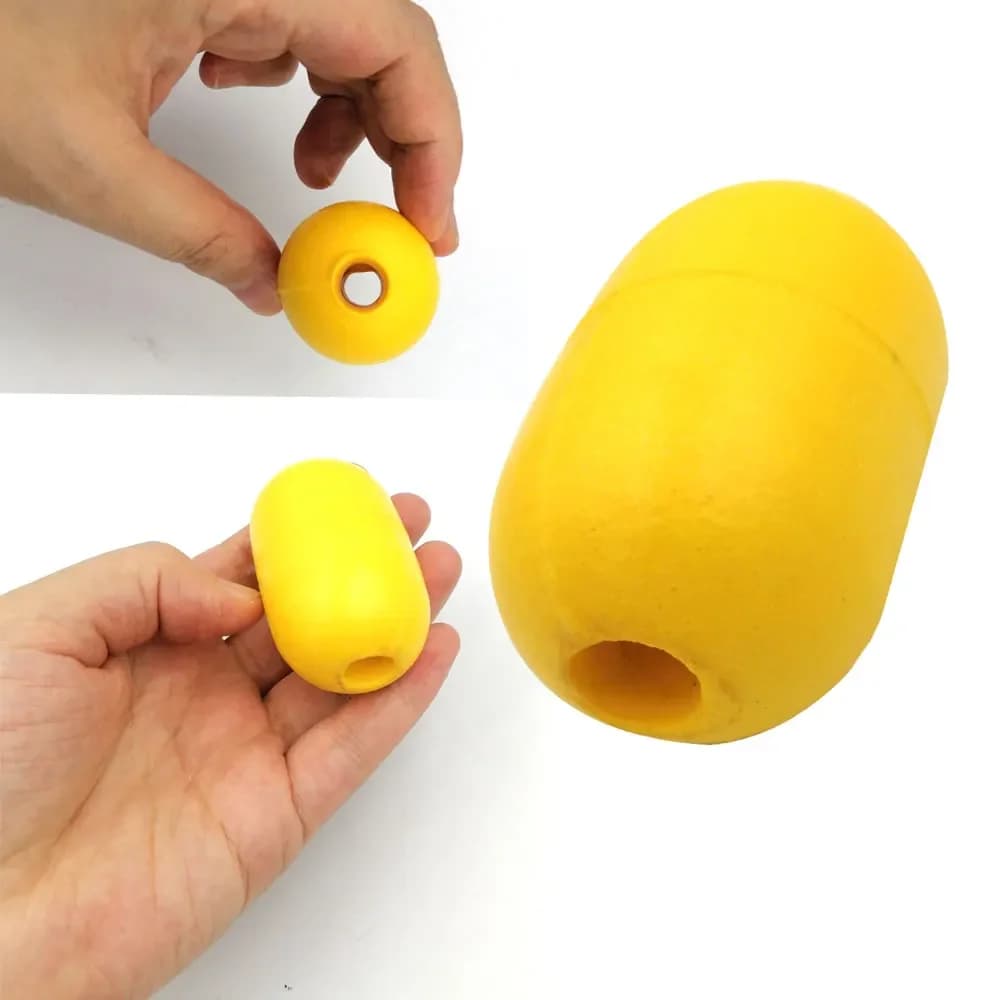 Flotteurs ligne pêche plastique jaune 1cm diamètre intérieur 2.4*1.5inch 5-10 pièces