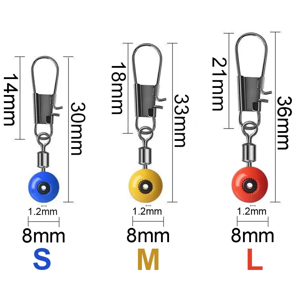 Kit émerillons à billes 360° pour pêche - émerillons rapides avec roulement à billes pour leurres et flotteurs