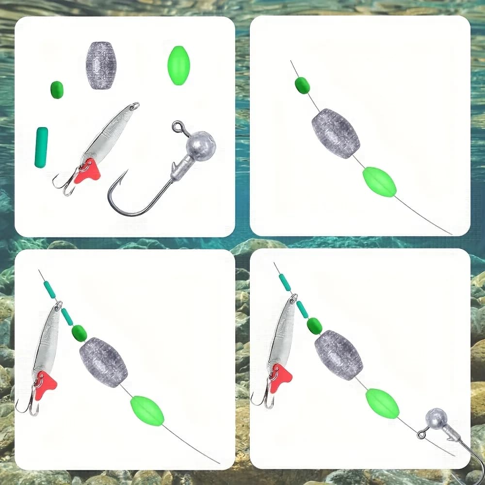 Perles olives fluo pour pêche de nuit avec billes anti-collision et de protection - Lot de