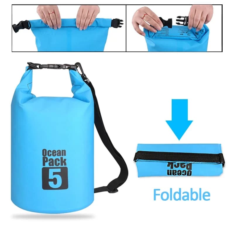 Sac étanche PVC 2L à 30L pêche kayak voile natation sport outdoor rangement équipement protection