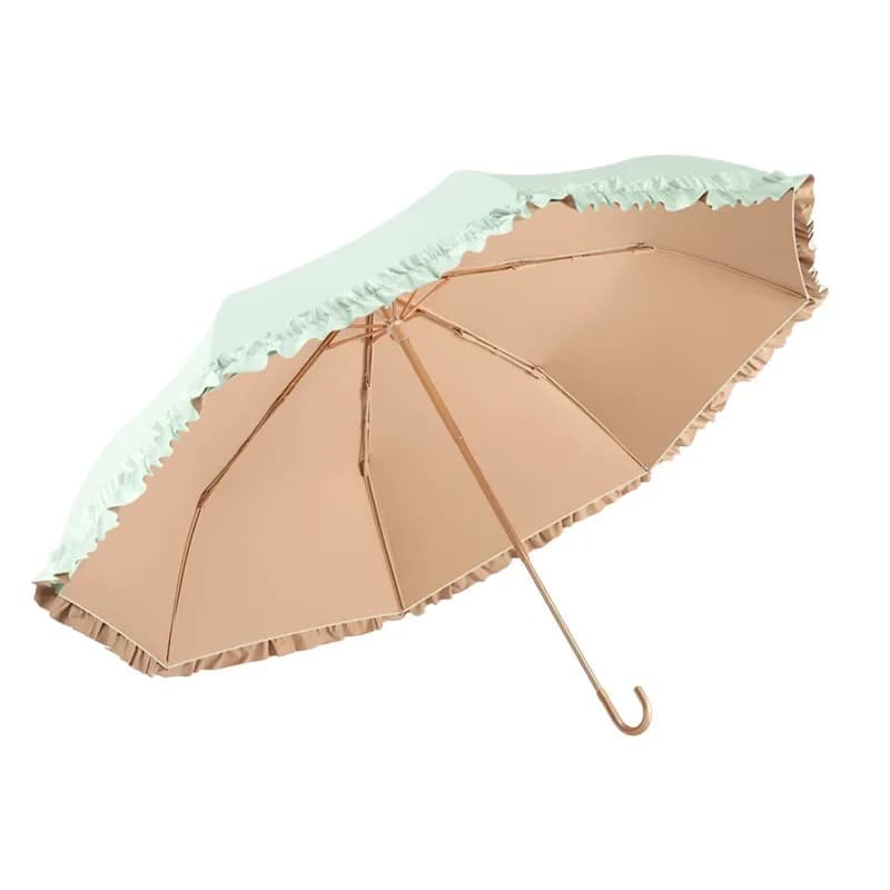 Parapluie canne courbé dentelle couleur : protection UV UPF50+ léger portable, parasol femme pêche