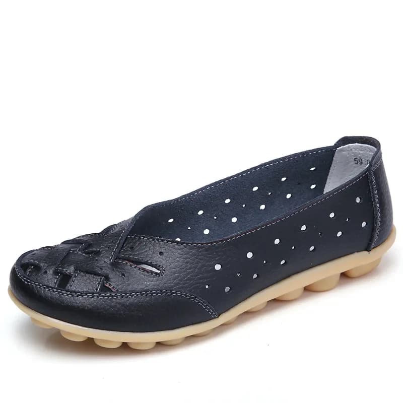 Mocassins femme cuir véritable 35-44 creux plats casual pour pêche confortable élégante