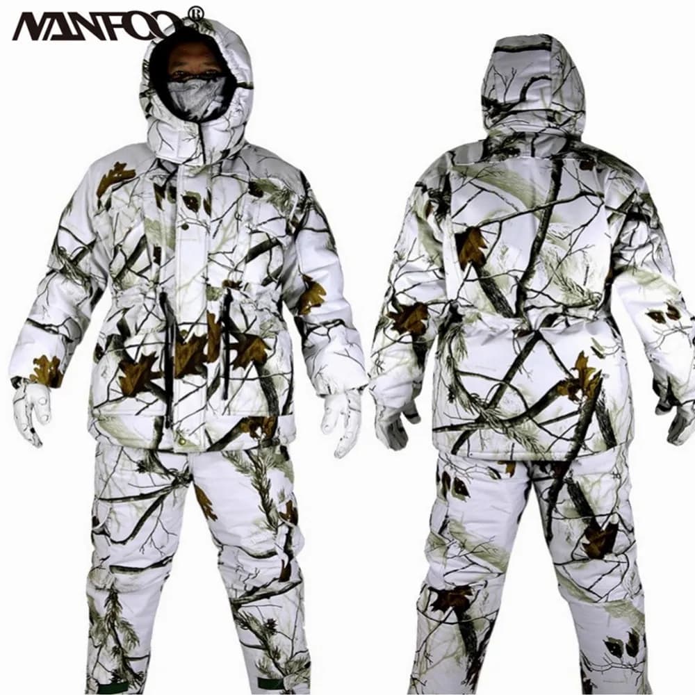 Ghillie Suit Hiver Imperméable Neige - Tenue Thermique Pêche Chasse Camouflage Bionique