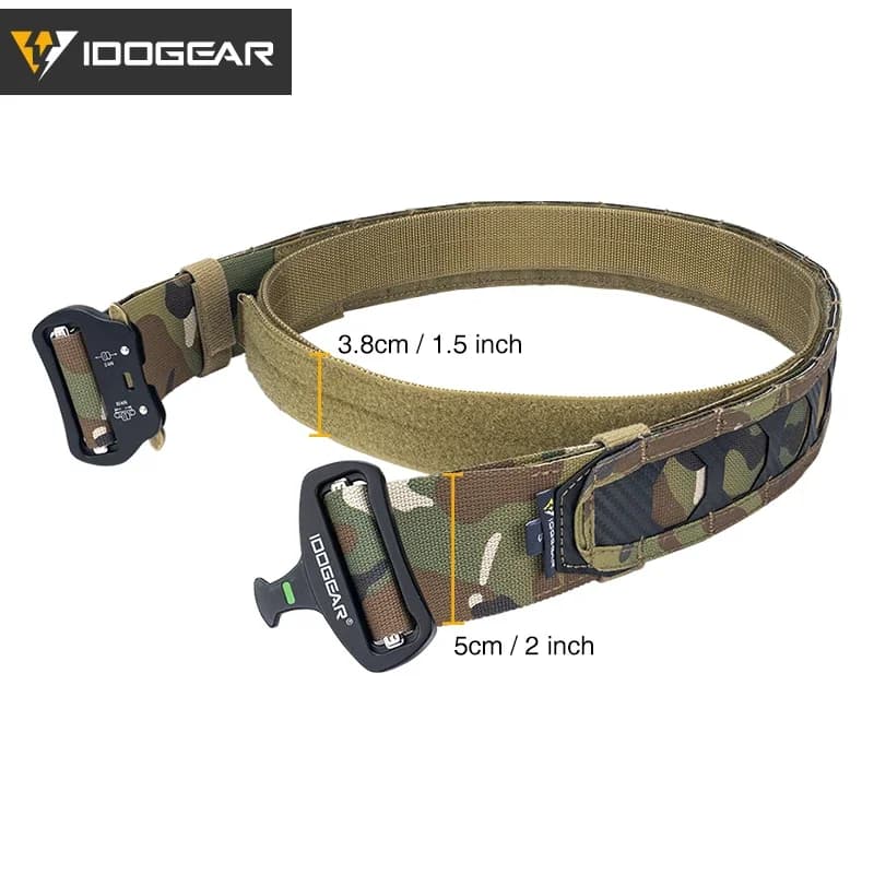 Ceinture tactique MOLLE quick release fibre carbone IDOGEAR - Accessoire pêche sport réglable 3429