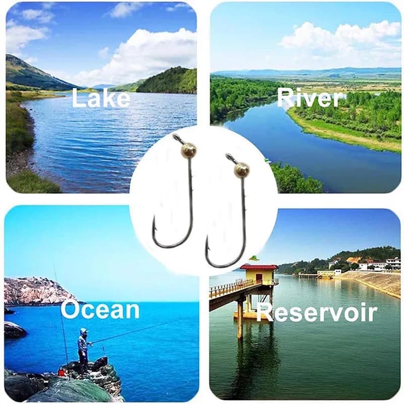 Lot de 5 hameçons jig micro 0.5g à 4g tête cuivre pour leurres souples et mini crankbait