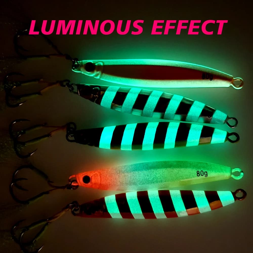 Leurre de pêche jigging lumineux TOLU 30g 40g 60g 80g coulé rapide pour la pêche en
