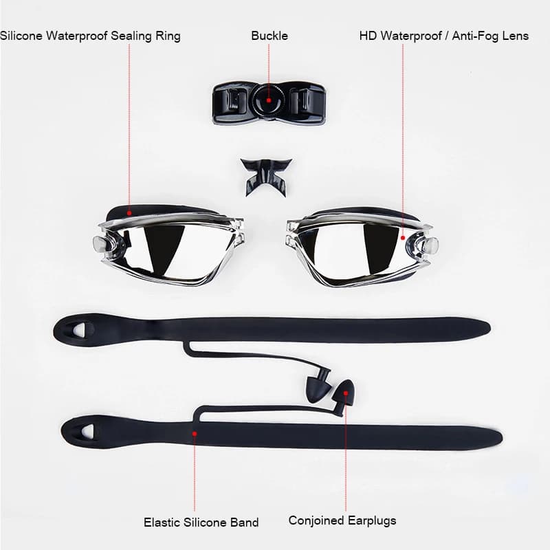Lunettes de natation myopie adultes professionnelles étanches anti-buée UV avec bouchons