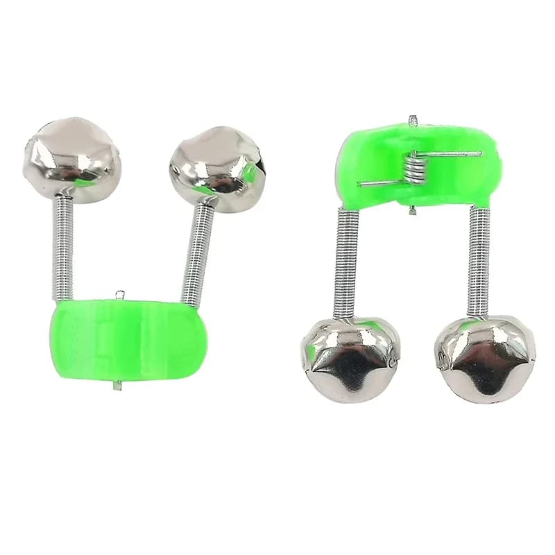 Alarme de touche pêche 5 pièces OUTKIT - Cloches ABS vertes avec pince métallique pour canne