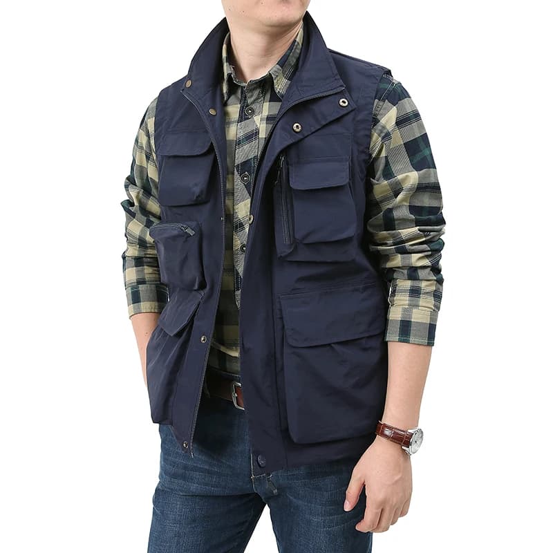 Gilet pêche randonnée sans manches 5XL multi-poches pour hommes voyage photographe