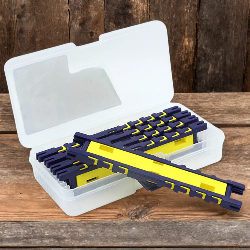 5Pcs support hameçons snellés avec boîte de rangement et enrouleur ligne pêche organisateur matériel