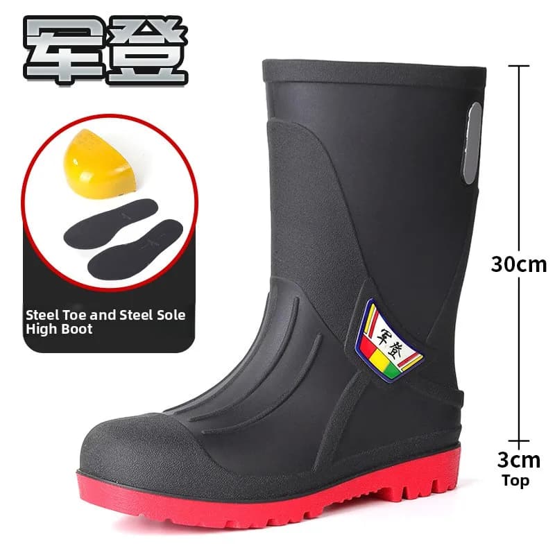 Bottes de sécurité homme haute embout acier semelle acier anti-écrasement perforation imperméables plastique renforcé