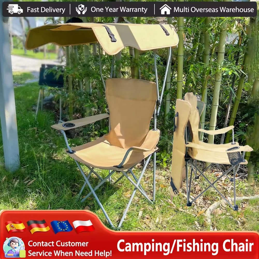 Chaise pliante avec auvent intégré pour pêche plage activités outdoor et pique-nique ombragé