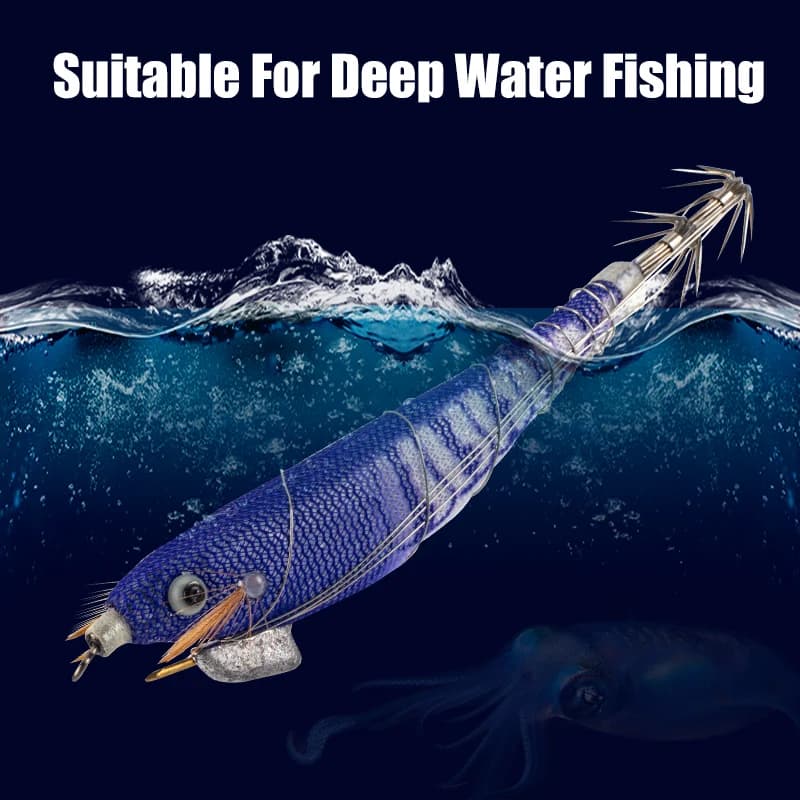 Set 5 leurres lumineux LEYDUN pour calmar et seiche - Appâts egi purple pour pêche profonde en mer