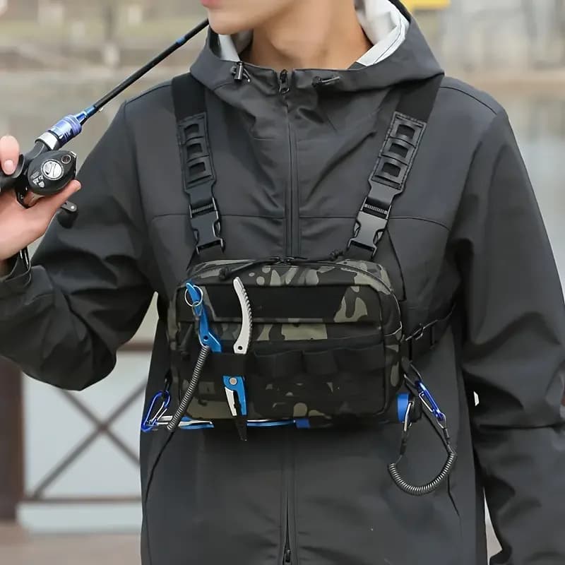 Gilet de pêche camouflage avec poches multiples pour leurres et accessoires - Randonnée chasse