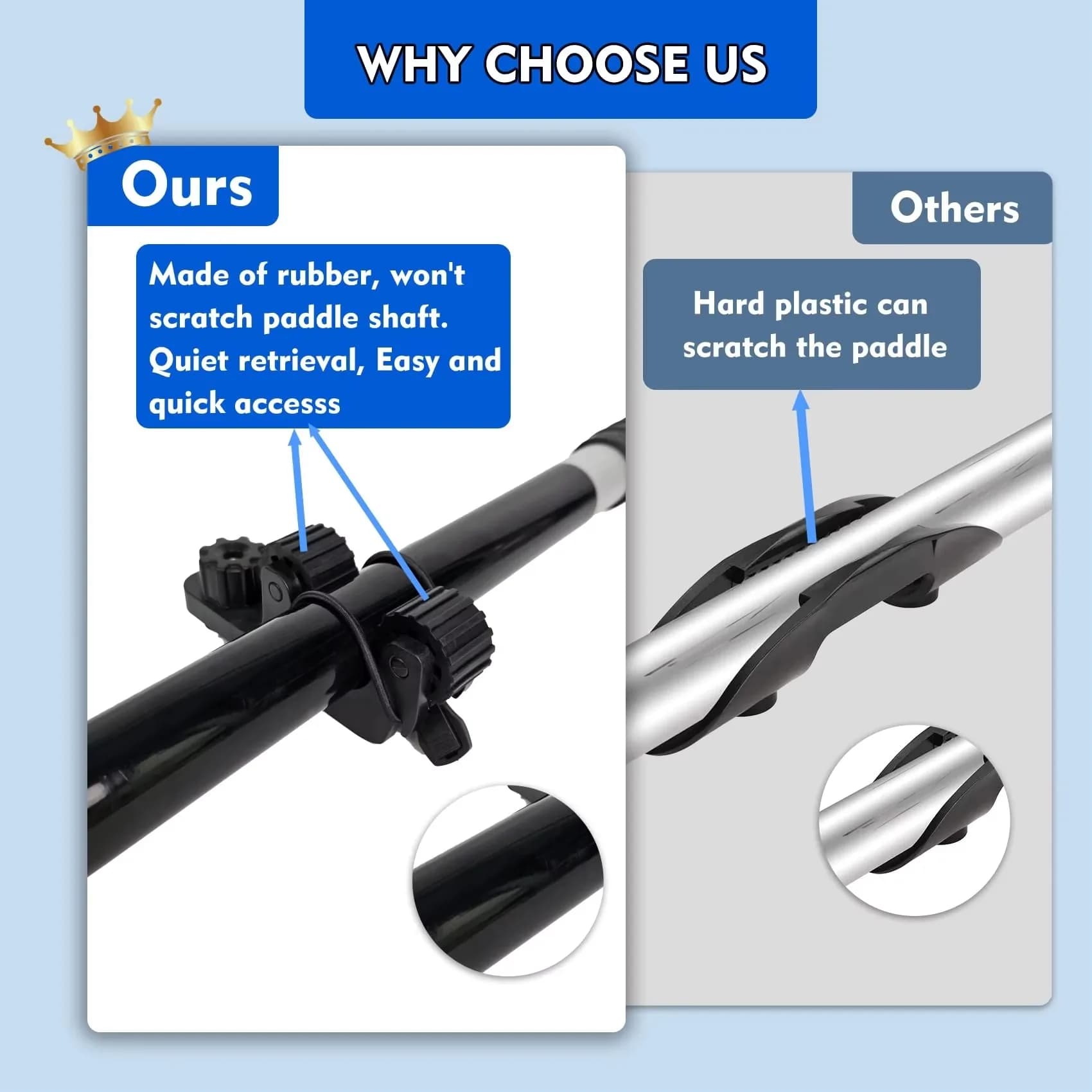 2 supports pagaie kayak extensibles sur rail pour fixation standard, accessoires pêche et navigation
