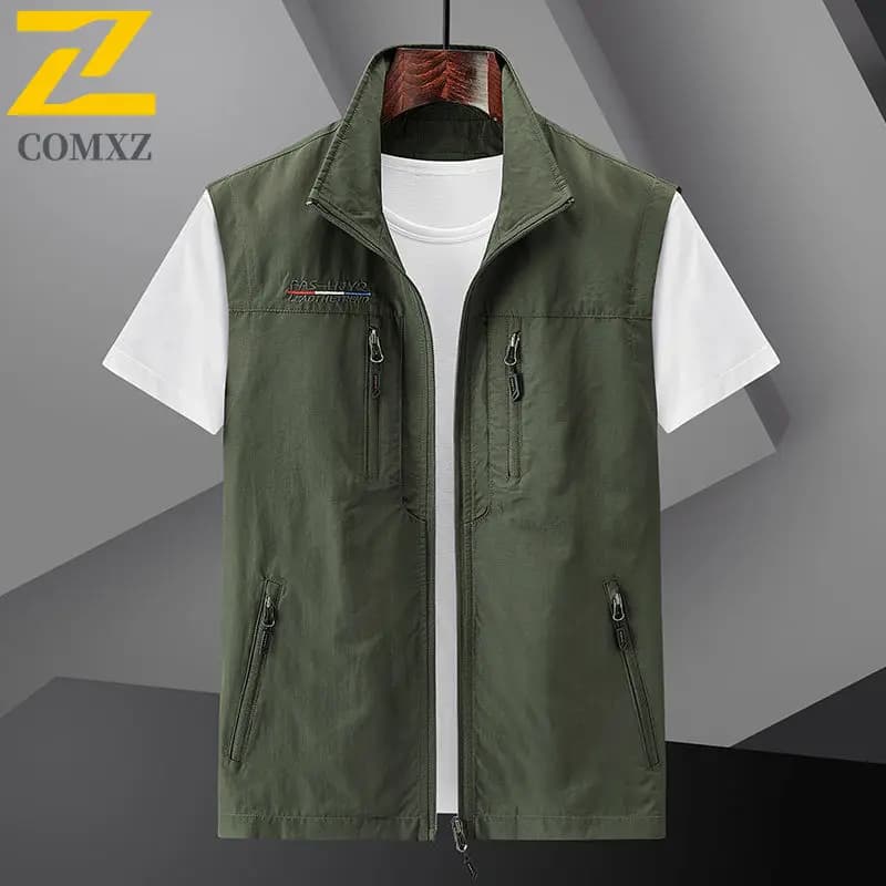 Veste d'été homme 2024 waterproof légère - Gilet sans manches multi-poches pêche voyage outdoor