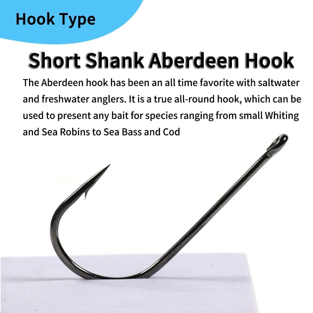 Hameçons Aberdeen short shank wide mouth 1/0-8/0 2X strength pour pêche mer sabiki rigs