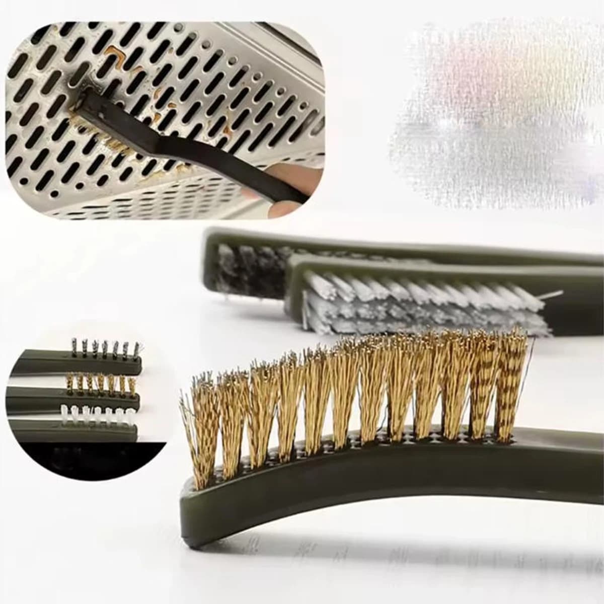 Kit brosses double extrémité acier et nylon pour dérouillage, polissage et nettoyage matériel pêche