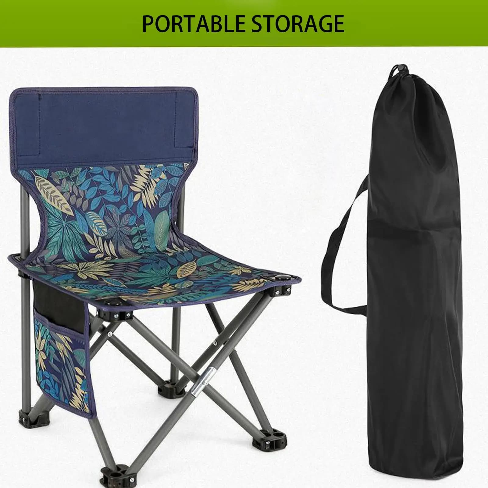 Chaise pliante randonnée avec poche latérale support 130kg pour pêche et camping portable