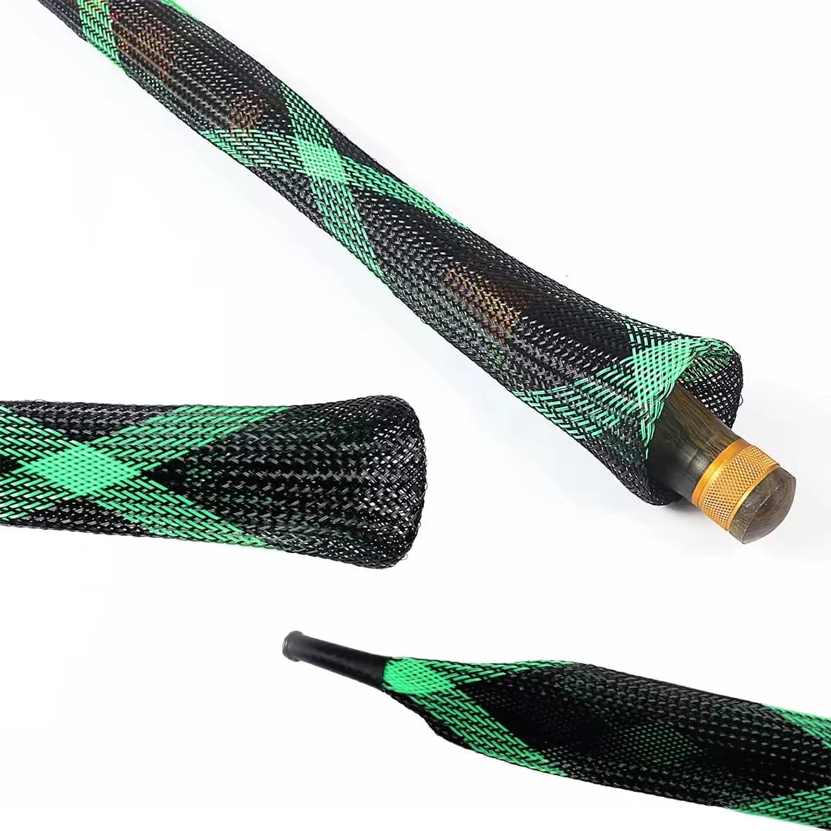 Protection canne pêche gaine filet tressé pour cannes spinning casting glace - Accessoire durable
