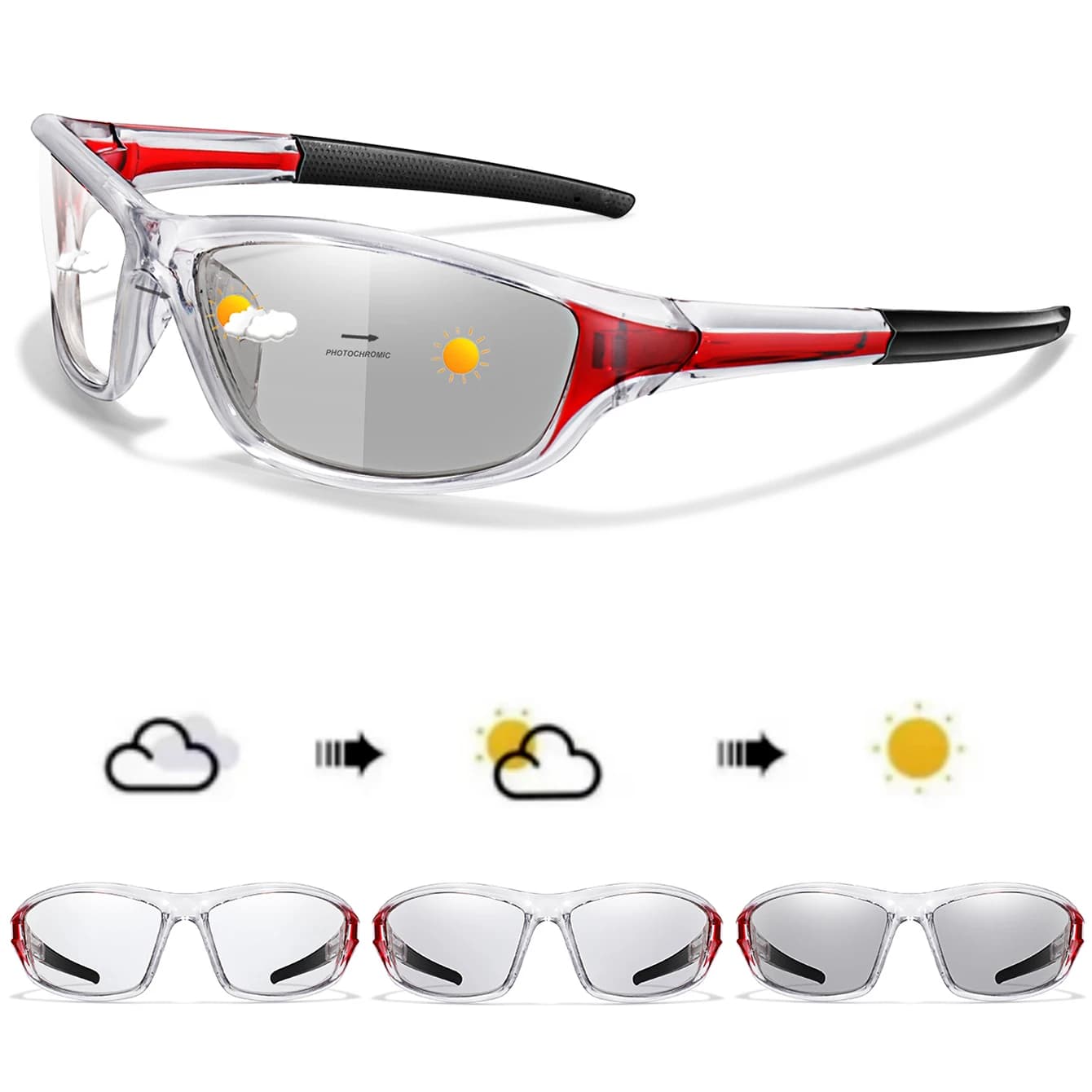 3 paires lunettes photochromiques vélo running pêche confortables hommes femmes