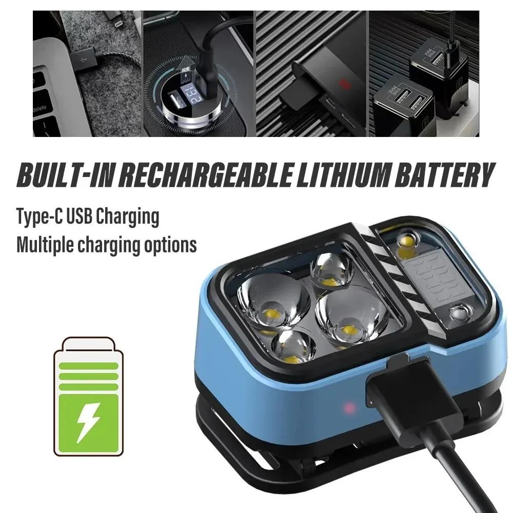Frontale pêche rechargeable LED avec indicateur batterie capteurs XPG+COB ultra lumineuse pour camping