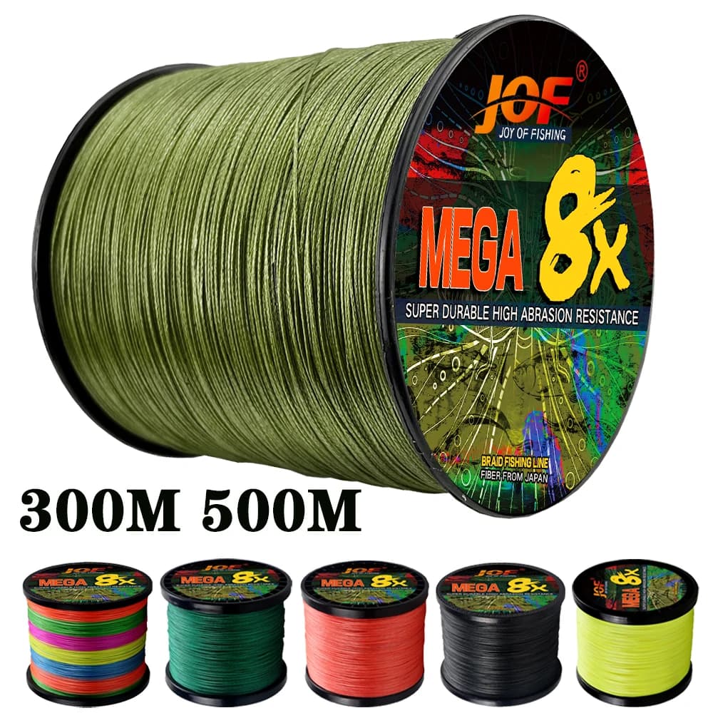 Ligne tressée JOF 8 brins 300m-500m multifilament PE pour bar et carpe 18LB-78LB accessoires pêche