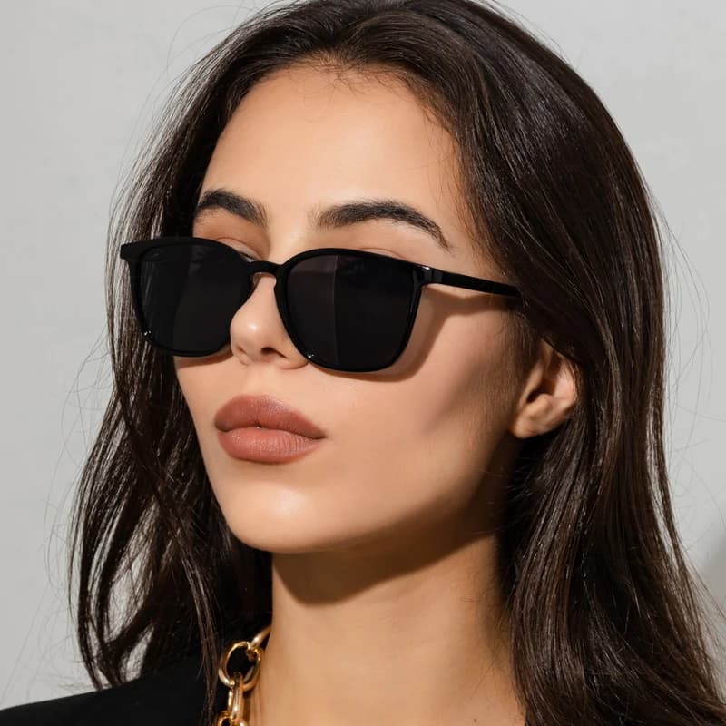 Lunettes de soleil petites carrées colorées Y2K - Style rétro hip hop UV400 unisexe pêche
