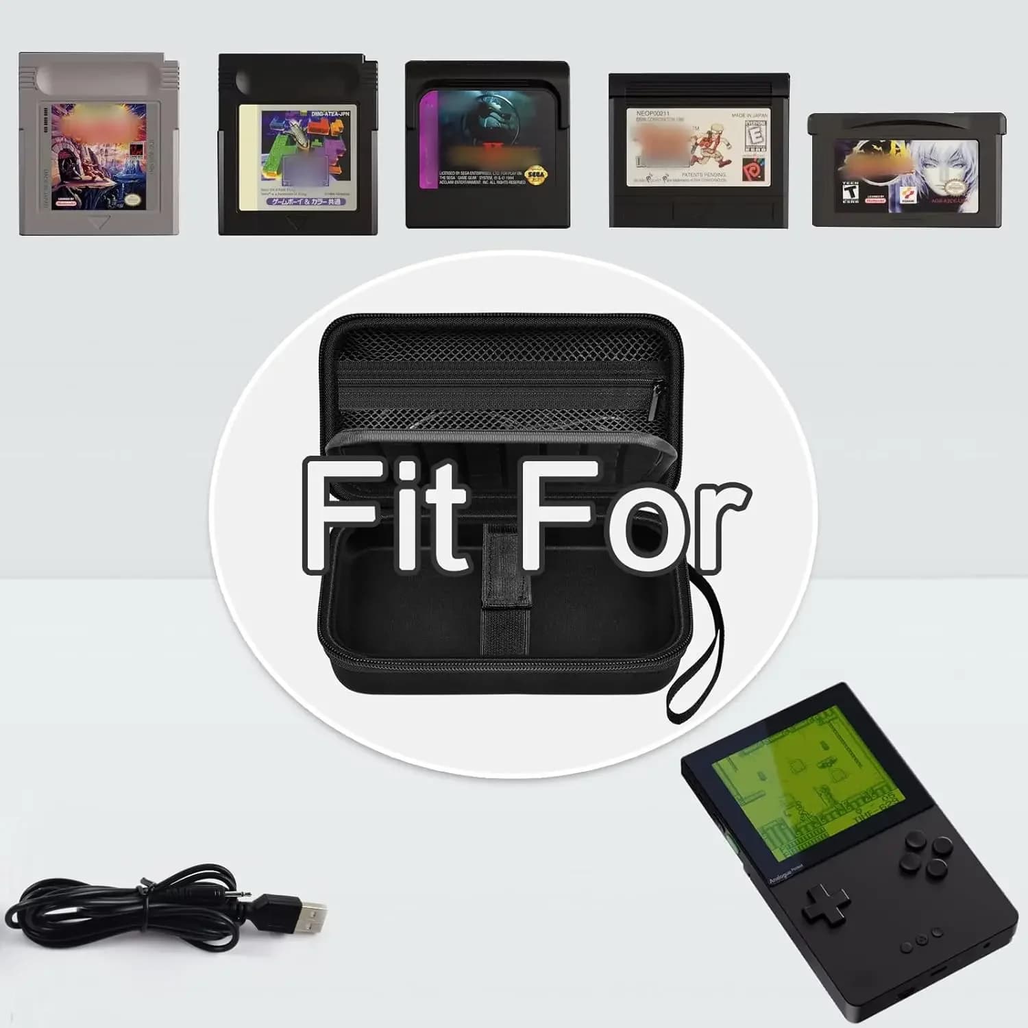 Housse de protection rigide pour Analogue Pocket - Étui de transport pour console portable et cartouches