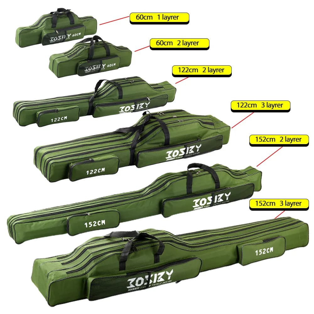 Sac de transport pliable pour cannes à pêche - Étui multi-fonctions waterproof - Tailles 60 à 182 cm